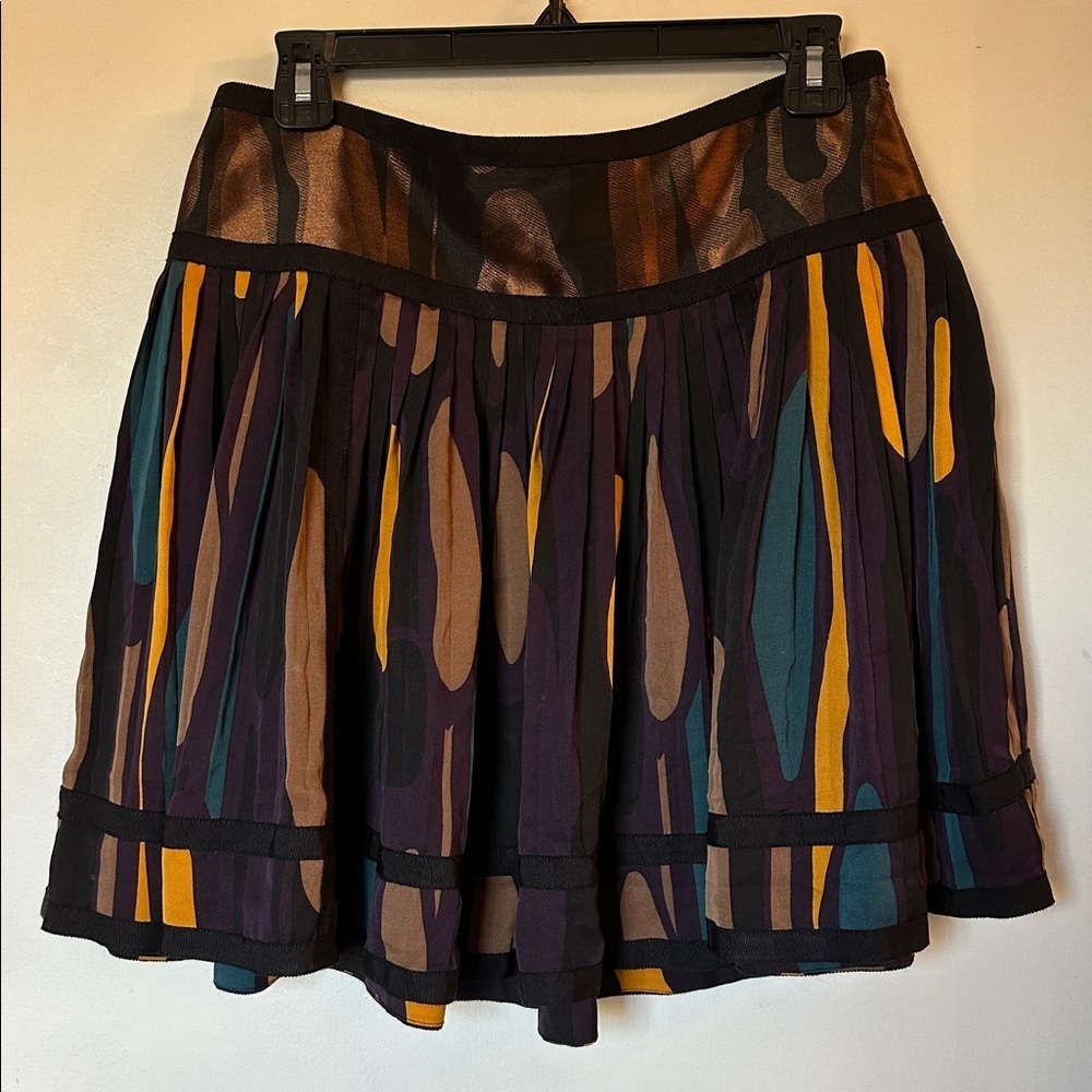 DIANE von FURSTENBERG BHARE TRAVELER PATCH SKIRT silk pleated size 4